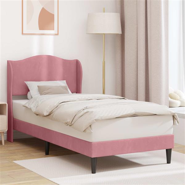 Grote foto vidaxl bedframe met hoofdeinde roze 80 x 200 cm fluweel antiek en kunst stoelen en banken