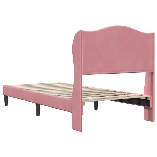 Grote foto vidaxl bedframe met hoofdeinde roze 80 x 200 cm fluweel antiek en kunst stoelen en banken