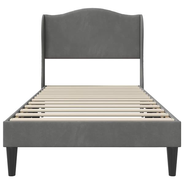 Grote foto vidaxl bedframe met hoofdeinde donkergrijs 80 x 200 cm fluweel antiek en kunst stoelen en banken