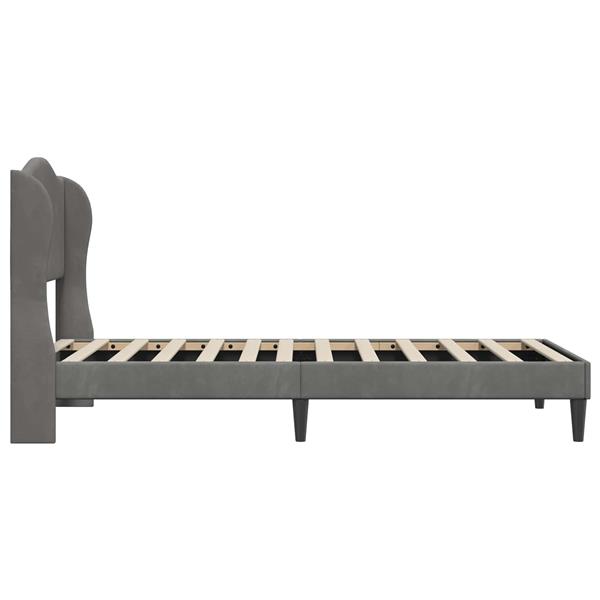 Grote foto vidaxl bedframe met hoofdeinde donkergrijs 80 x 200 cm fluweel antiek en kunst stoelen en banken