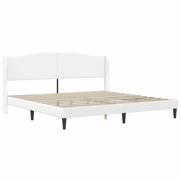 Grote foto vidaxl bedframe met hoofdeinde wit 180 x 200 cm kunstleer antiek en kunst stoelen en banken