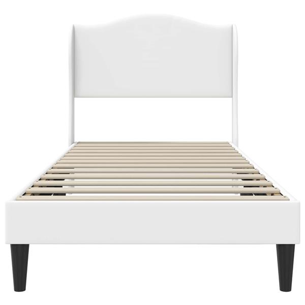 Grote foto vidaxl bedframe met hoofdeinde wit 100 x 200 cm kunstleer antiek en kunst stoelen en banken