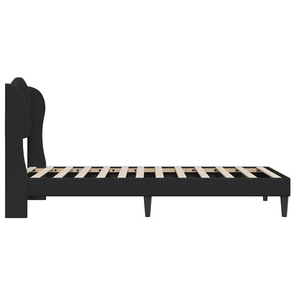 Grote foto vidaxl bedframe met hoofdeinde zwart 90 x 200 cm kunstleer antiek en kunst stoelen en banken