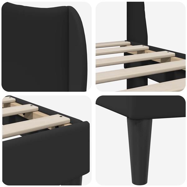Grote foto vidaxl bedframe met hoofdeinde zwart 90 x 200 cm kunstleer antiek en kunst stoelen en banken