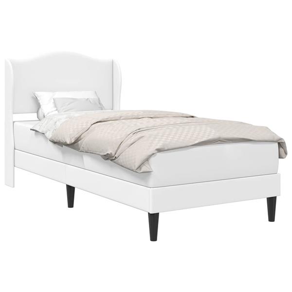 Grote foto vidaxl bedframe met hoofdeinde wit 90 x 190 cm kunstleer antiek en kunst stoelen en banken