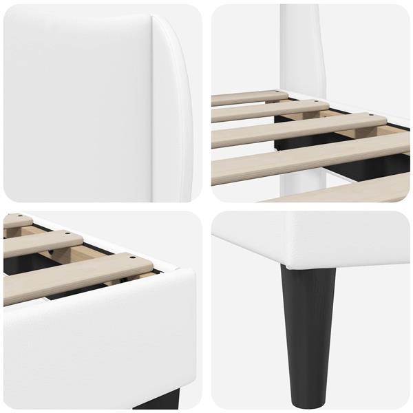 Grote foto vidaxl bedframe met hoofdeinde wit 90 x 190 cm kunstleer antiek en kunst stoelen en banken