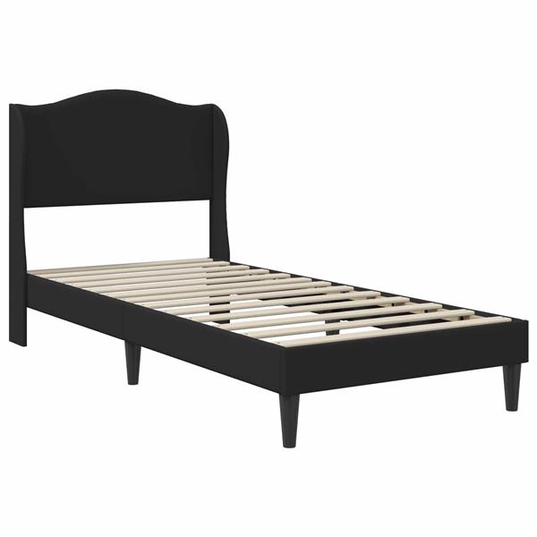Grote foto vidaxl bedframe met hoofdeinde zwart 90 x 190 cm kunstleer antiek en kunst stoelen en banken