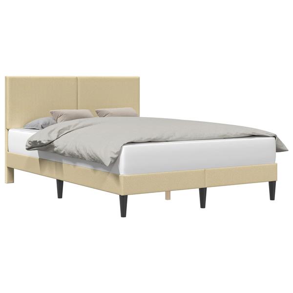 Grote foto vidaxl bedframe lichtgroen grijs 140 x 190 cm katoen stof antiek en kunst stoelen en banken