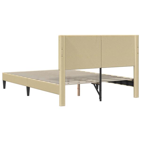 Grote foto vidaxl bedframe lichtgroen grijs 140 x 190 cm katoen stof antiek en kunst stoelen en banken