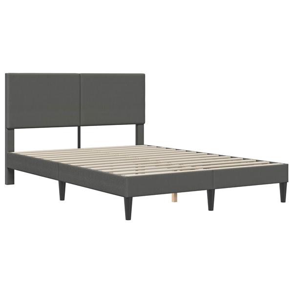 Grote foto vidaxl bedframe met hoofdeinde donkergrijs 140 x 190 cm katoen stof antiek en kunst stoelen en banken