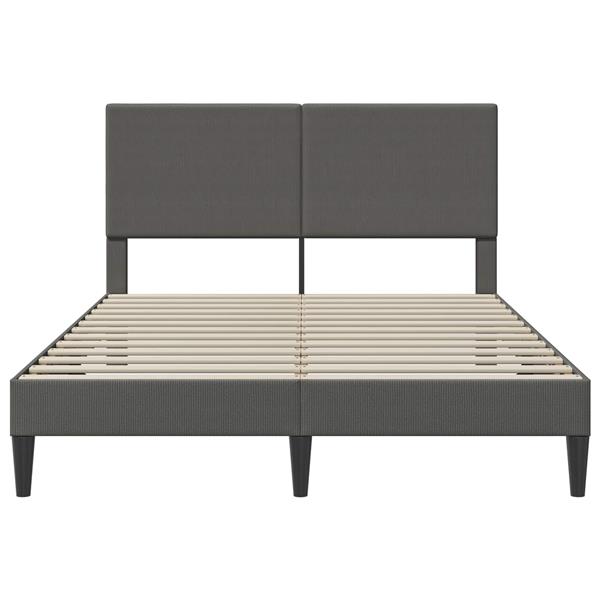 Grote foto vidaxl bedframe met hoofdeinde donkergrijs 140 x 190 cm katoen stof antiek en kunst stoelen en banken