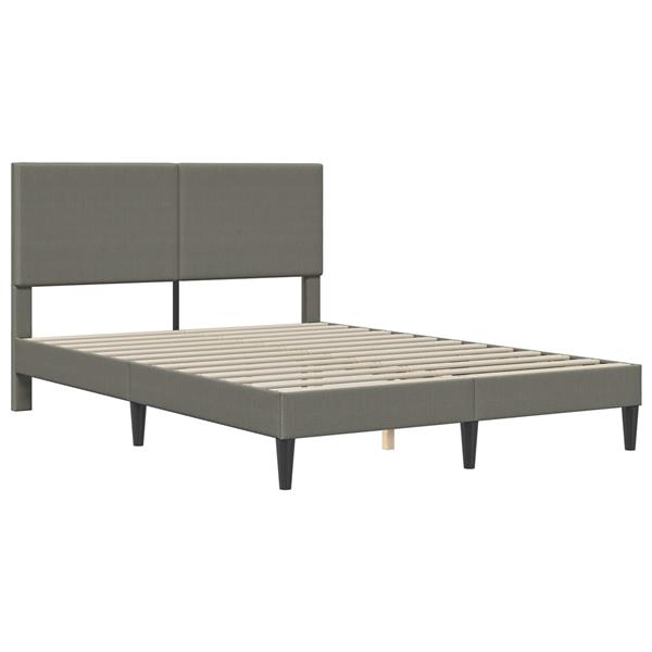 Grote foto vidaxl bedframe met hoofdeinde lichtgrijs 140 x 190 cm katoen stof antiek en kunst stoelen en banken