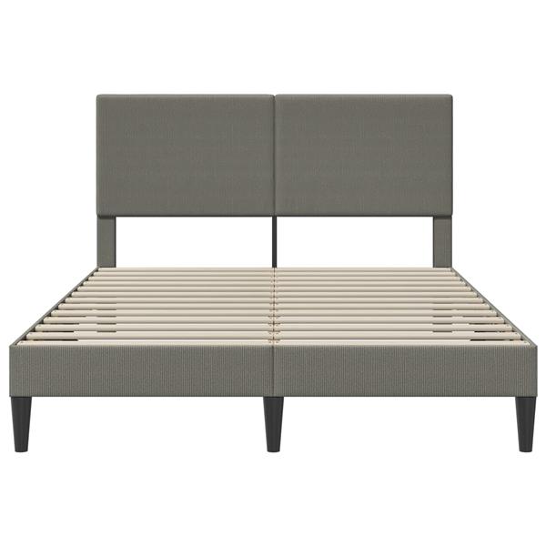 Grote foto vidaxl bedframe met hoofdeinde lichtgrijs 140 x 190 cm katoen stof antiek en kunst stoelen en banken