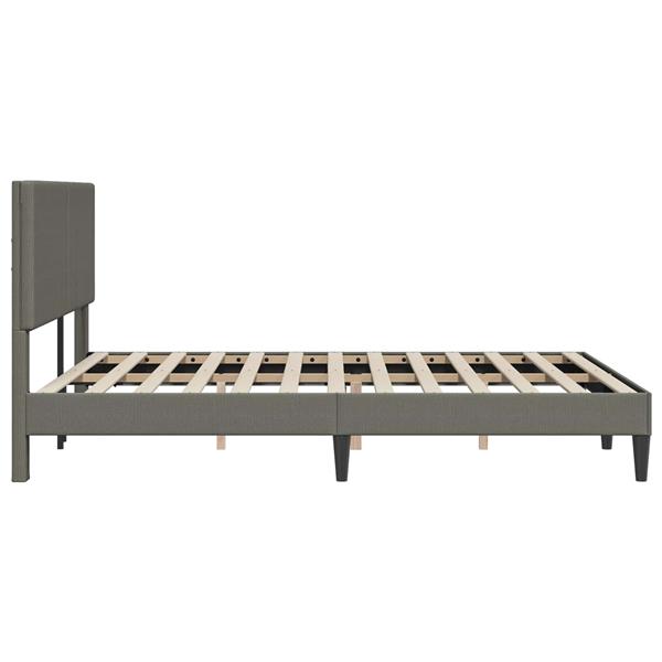 Grote foto vidaxl bedframe met hoofdeinde lichtgrijs 140 x 190 cm katoen stof antiek en kunst stoelen en banken
