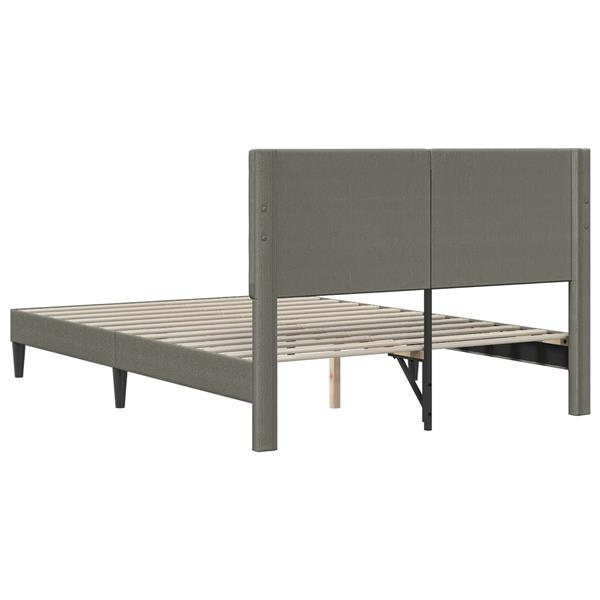 Grote foto vidaxl bedframe met hoofdeinde lichtgrijs 140 x 190 cm katoen stof antiek en kunst stoelen en banken