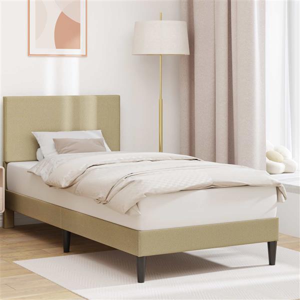 Grote foto vidaxl bedframe lichtgroen grijs 100 x 200 cm katoen stof antiek en kunst stoelen en banken