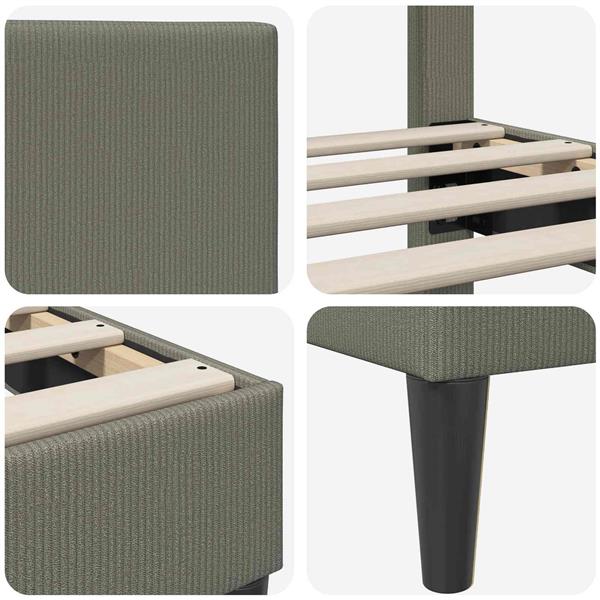 Grote foto vidaxl bedframe met hoofdeinde lichtgrijs 100 x 200 cm katoen stof antiek en kunst stoelen en banken