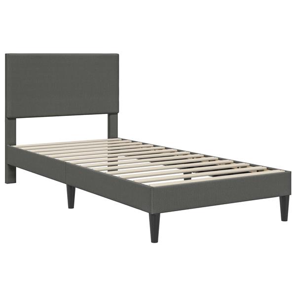 Grote foto vidaxl bedframe met hoofdeinde donkergrijs 90 x 200 cm katoen stof antiek en kunst stoelen en banken