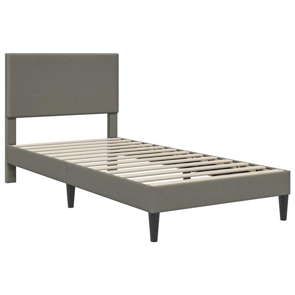 Grote foto vidaxl bedframe met hoofdeinde lichtgrijs 90 x 200 cm katoen stof antiek en kunst stoelen en banken