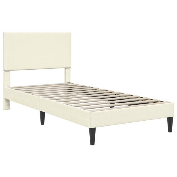 Grote foto vidaxl bedframe met hoofdeinde cr mekleurig 90 x 190 cm katoen stof antiek en kunst stoelen en banken