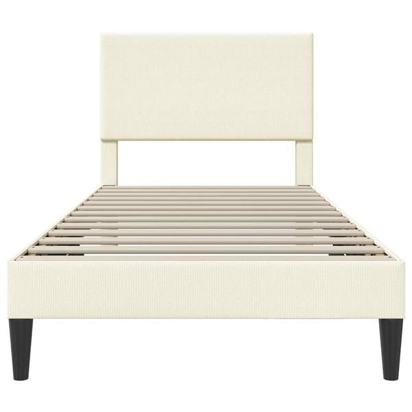 Grote foto vidaxl bedframe met hoofdeinde cr mekleurig 80 x 200 cm katoen stof antiek en kunst stoelen en banken