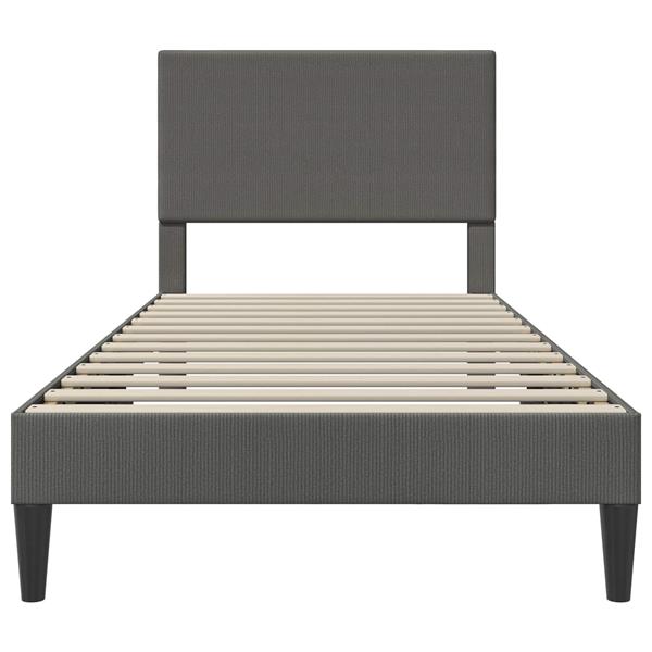 Grote foto vidaxl bedframe met hoofdeinde donkergrijs 80 x 200 cm katoen stof antiek en kunst stoelen en banken