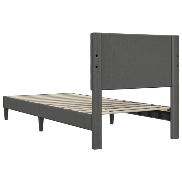 Grote foto vidaxl bedframe met hoofdeinde donkergrijs 80 x 200 cm katoen stof antiek en kunst stoelen en banken