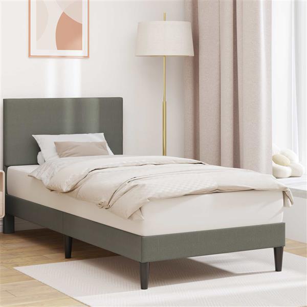 Grote foto vidaxl bedframe met hoofdeinde lichtgrijs 80 x 200 cm katoen stof antiek en kunst stoelen en banken