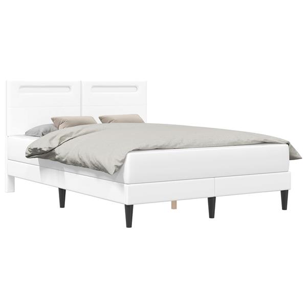 Grote foto vidaxl bedframe met led stripverlichting wit 160 x 200 cm kunstleer antiek en kunst stoelen en banken