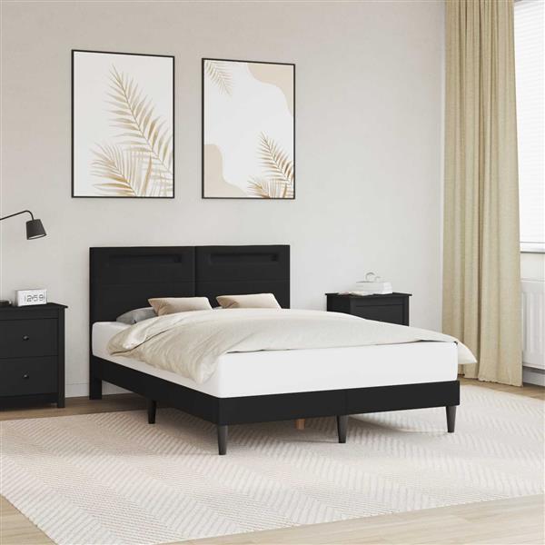 Grote foto vidaxl bedframe met led stripverlichting zwart 160 x 200 cm kunstleer antiek en kunst stoelen en banken