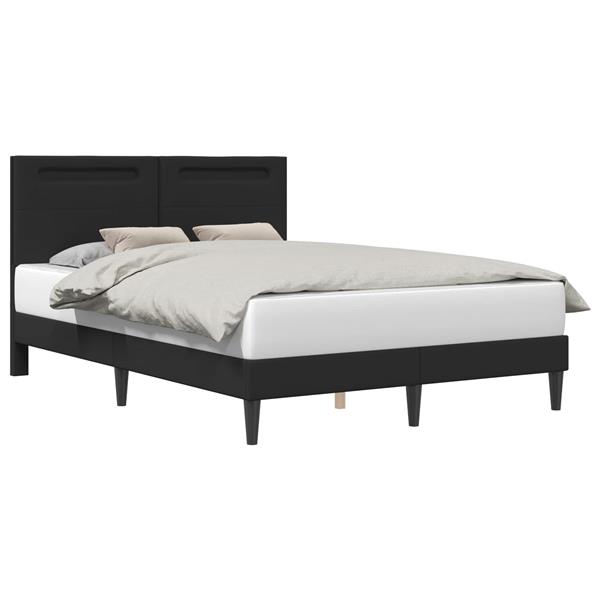 Grote foto vidaxl bedframe met led stripverlichting zwart 160 x 200 cm kunstleer antiek en kunst stoelen en banken
