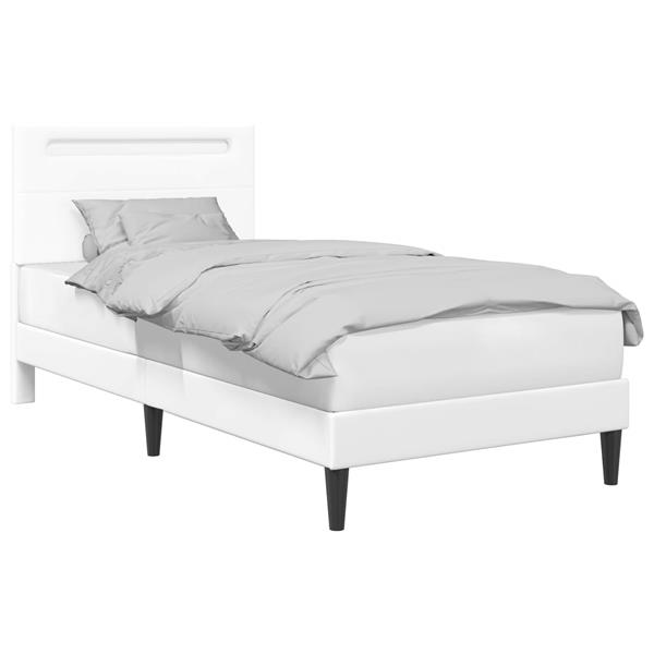Grote foto vidaxl bedframe met led stripverlichting wit 90 x 200 cm kunstleer antiek en kunst stoelen en banken