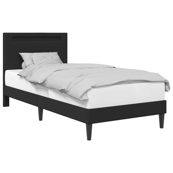 Grote foto vidaxl bedframe met led stripverlichting zwart 90 x 200 cm kunstleer antiek en kunst stoelen en banken