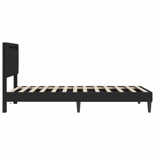 Grote foto vidaxl bedframe met led stripverlichting zwart 90 x 200 cm kunstleer antiek en kunst stoelen en banken