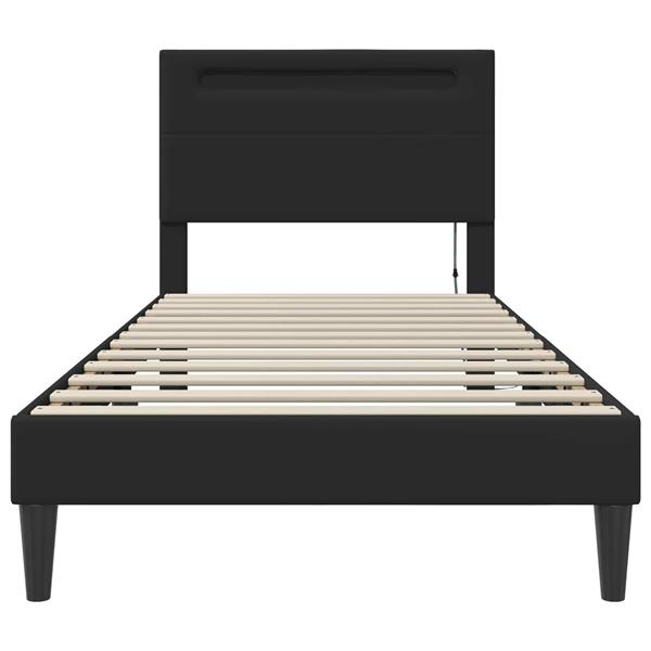 Grote foto vidaxl bedframe met led stripverlichting zwart 80 x 200 cm kunstleer antiek en kunst stoelen en banken