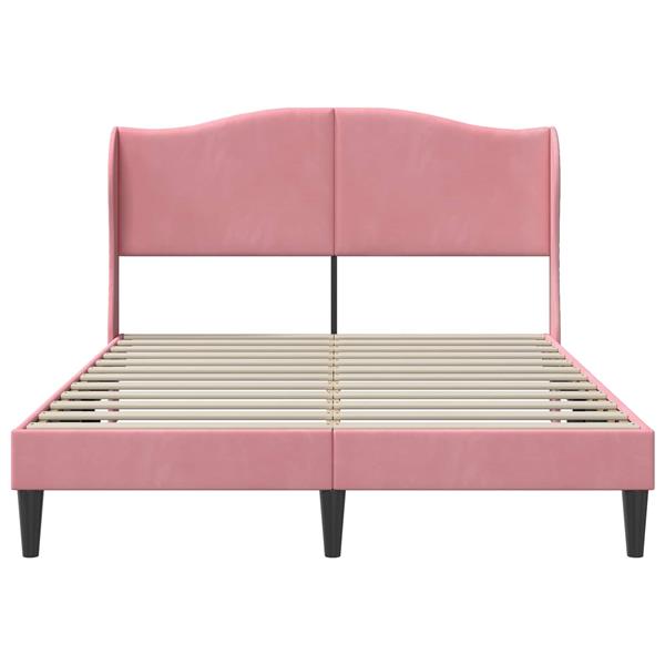 Grote foto vidaxl bedframe met hoofdeinde roze 160 x 200 cm fluweel antiek en kunst stoelen en banken