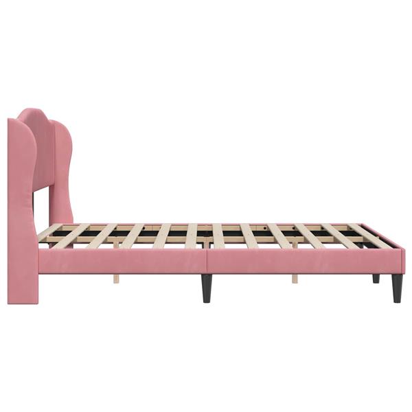 Grote foto vidaxl bedframe met hoofdeinde roze 160 x 200 cm fluweel antiek en kunst stoelen en banken