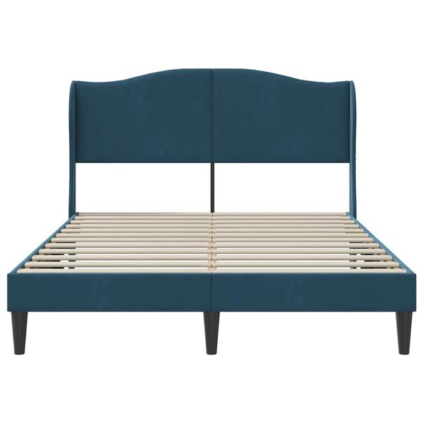 Grote foto vidaxl bedframe met hoofdeinde blauw 120 x 200 cm fluweel antiek en kunst stoelen en banken