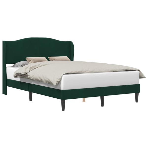 Grote foto vidaxl bedframe met hoofdeinde donkergroen 120 x 200 cm fluweel antiek en kunst stoelen en banken