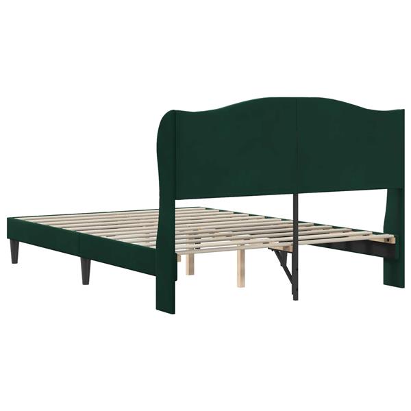 Grote foto vidaxl bedframe met hoofdeinde donkergroen 120 x 200 cm fluweel antiek en kunst stoelen en banken