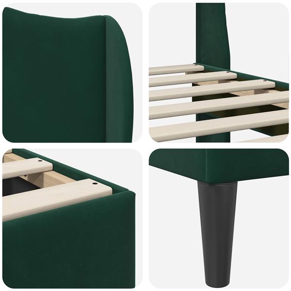 Grote foto vidaxl bedframe met hoofdeinde donkergroen 120 x 200 cm fluweel antiek en kunst stoelen en banken