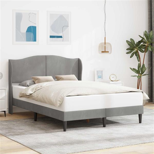 Grote foto vidaxl bedframe met hoofdeinde lichtgrijs 120 x 200 cm fluweel antiek en kunst stoelen en banken