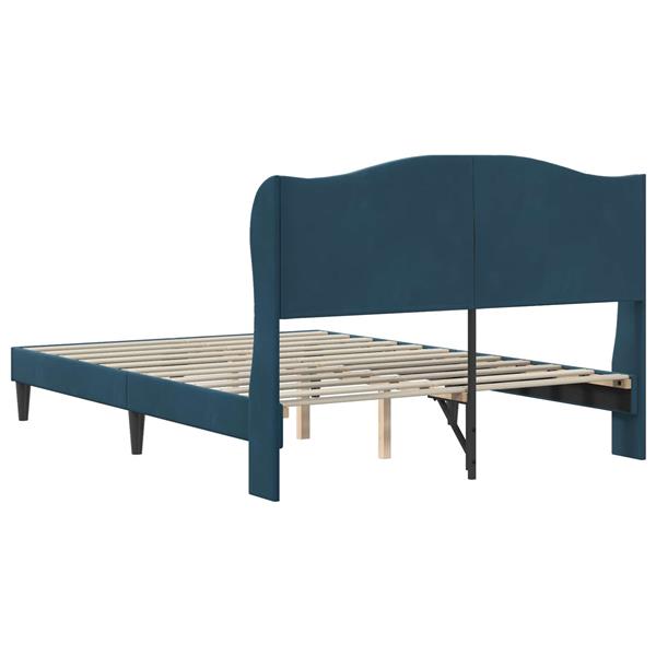 Grote foto vidaxl bedframe met hoofdeinde blauw 120 x 190 cm fluweel antiek en kunst stoelen en banken