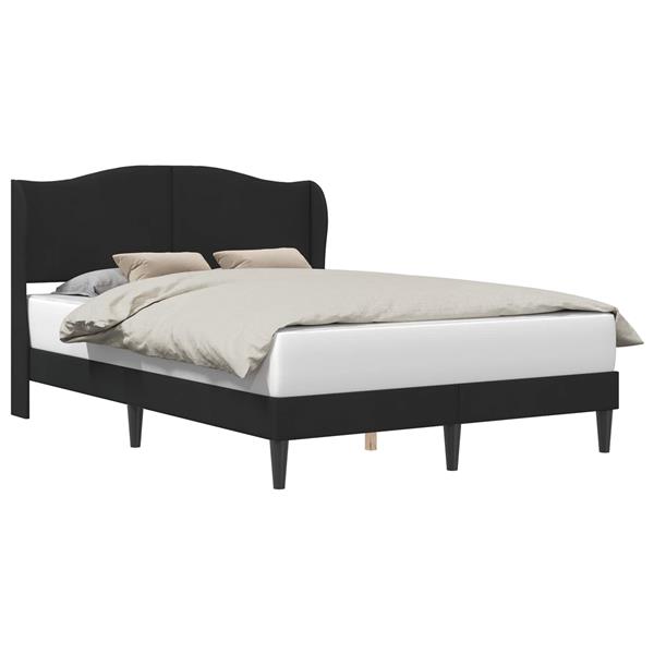 Grote foto vidaxl bedframe met hoofdeinde zwart 120 x 190 cm fluweel antiek en kunst stoelen en banken