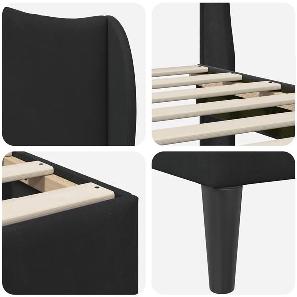 Grote foto vidaxl bedframe met hoofdeinde zwart 120 x 190 cm fluweel antiek en kunst stoelen en banken