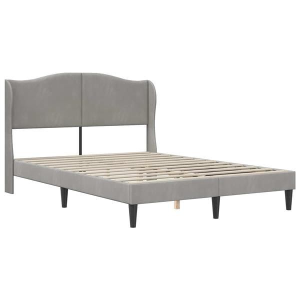 Grote foto vidaxl bedframe met hoofdeinde lichtgrijs 120 x 190 cm fluweel antiek en kunst stoelen en banken