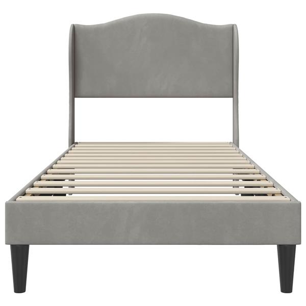 Grote foto vidaxl bedframe met hoofdeinde lichtgrijs 100 x 200 cm fluweel antiek en kunst stoelen en banken