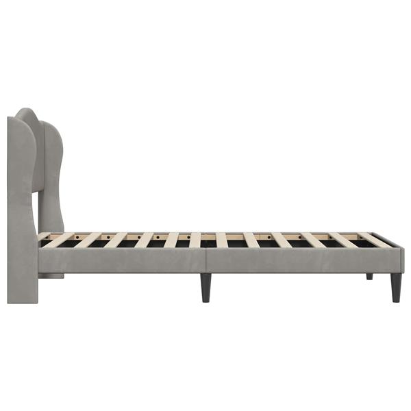 Grote foto vidaxl bedframe met hoofdeinde lichtgrijs 100 x 200 cm fluweel antiek en kunst stoelen en banken