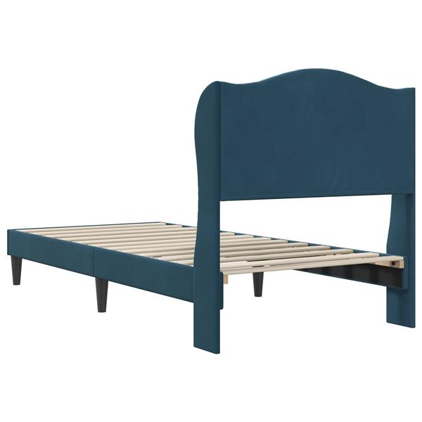 Grote foto vidaxl bedframe met hoofdeinde blauw 90 x 200 cm fluweel antiek en kunst stoelen en banken