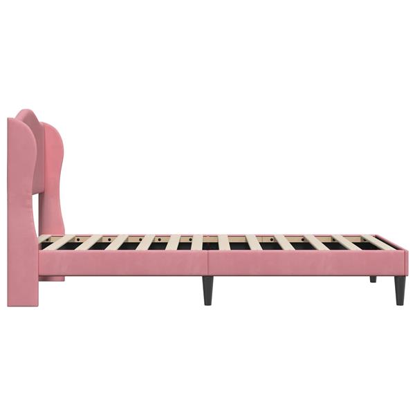 Grote foto vidaxl bedframe met hoofdeinde roze 90 x 200 cm fluweel antiek en kunst stoelen en banken